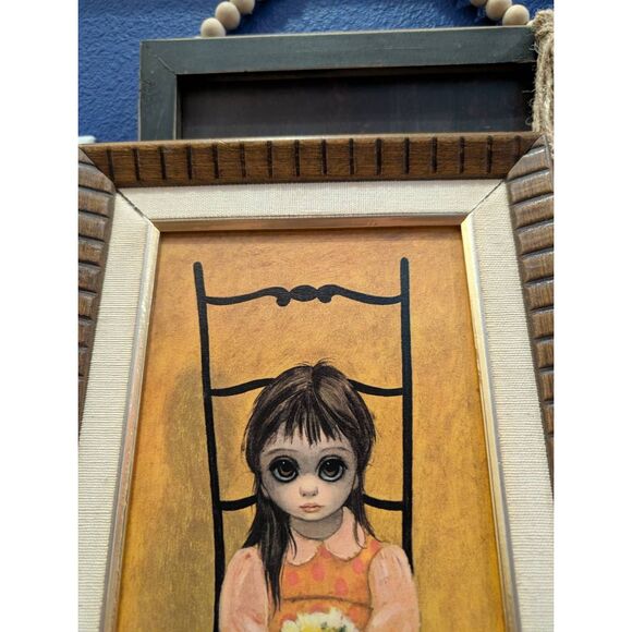 Walter Keane Big Eyes “Waiting” Turner Wall Art 1962 Vintage Framed Print - Picture 12 of 16